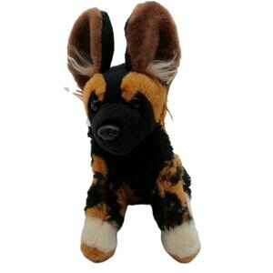 Wild Republic Wild Dog Stuffed Animal Wild Plush 9"  Black White brown